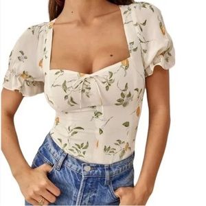 REFORMATION Delevan Top, Citron Size 2